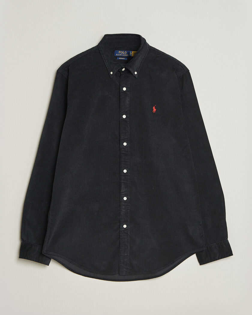 Polo Ralph Lauren Custom Fit BD Corduroy Shirt Polo Black – Zwart