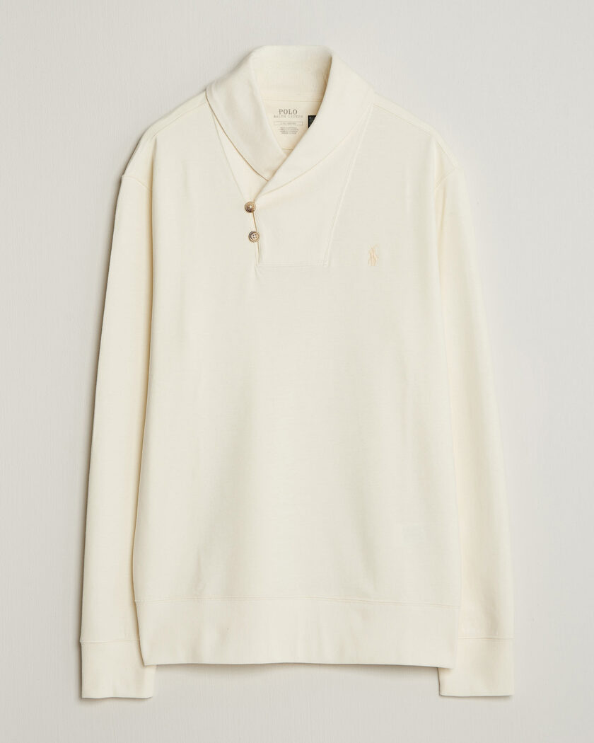 Polo Ralph Lauren Double Knitted Shawl Collar Sweater Pale Cream – Wit