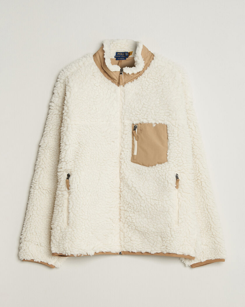 Polo Ralph Lauren Shaggy Hi Pile Full Zip Clubhouse Cream – Blanc