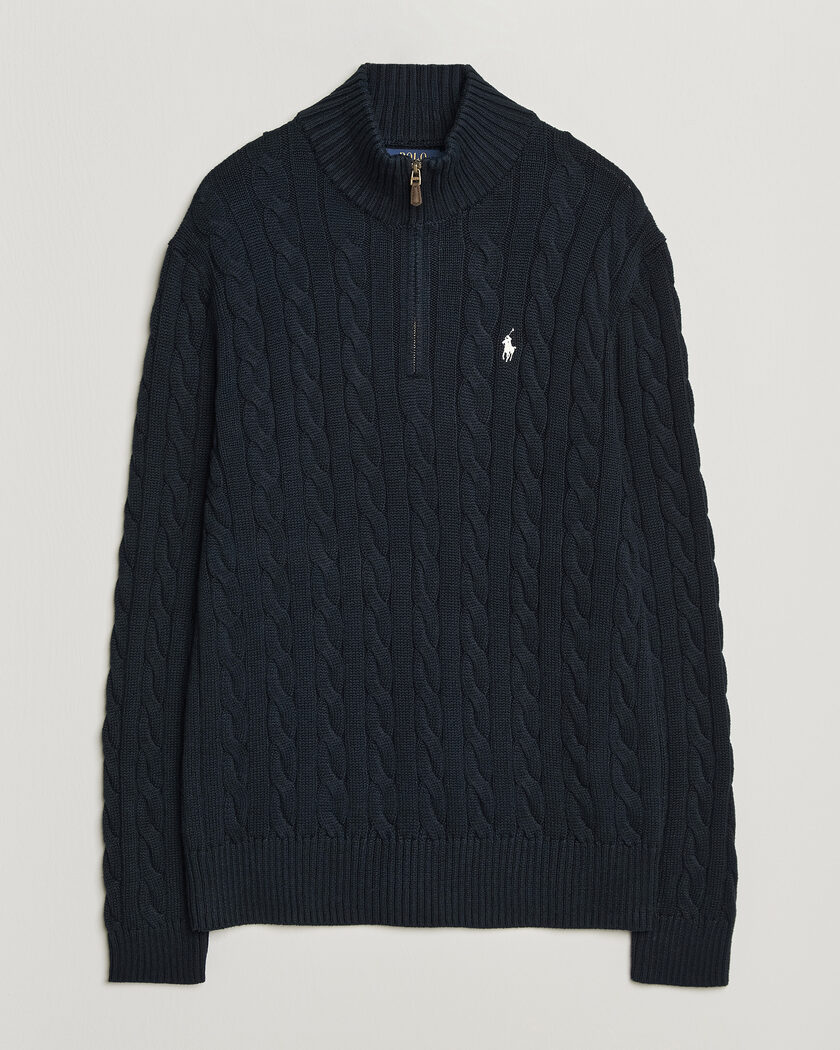 Polo Ralph Lauren Cotton Cable Half Zip Hunter Navy – Bleu