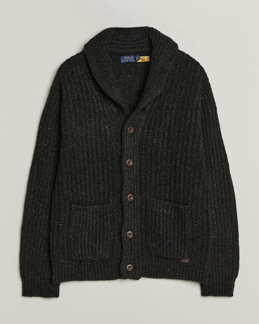 Polo Ralph Lauren Wool Blend Shawl Collar Cardigan Black Marl – Noir