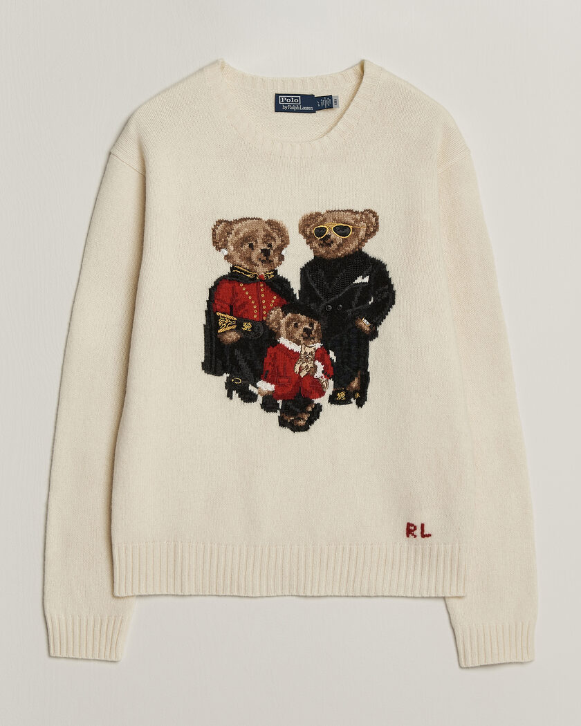 Polo Ralph Lauren Wool Blend Bear Sweater Authentic Cream – Blanc