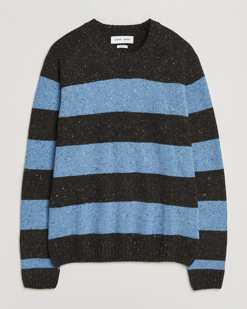 Samsøe Samsøe Nate Donegal Wool Knitted Striped Sweater Brown/Blue – Meerkleurig