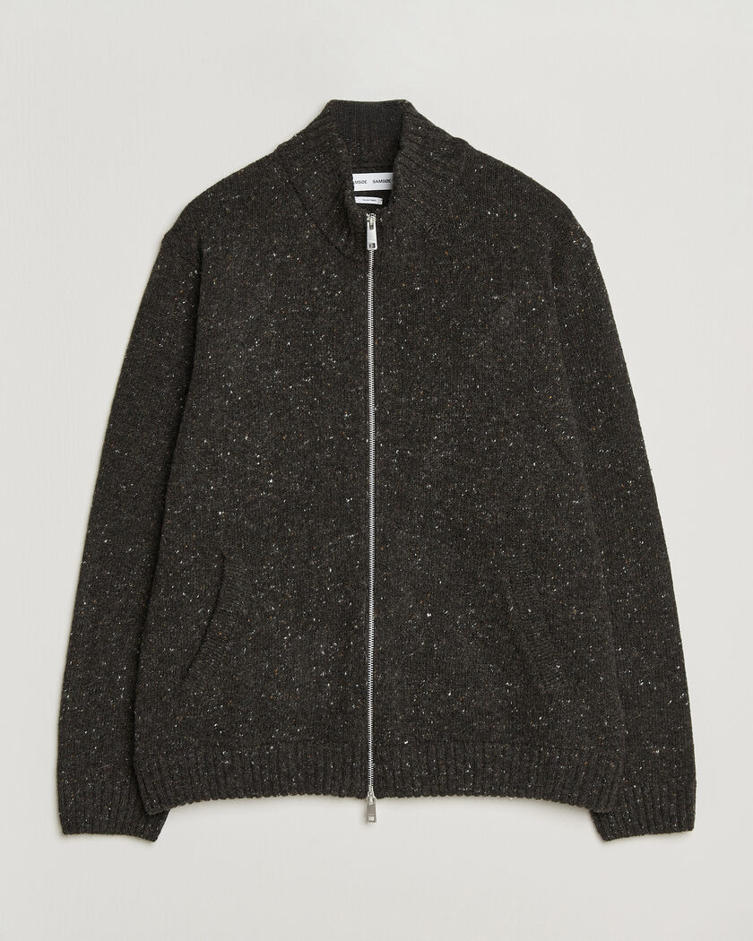 Samsøe Samsøe Nate Donegal Wool Knitted Full Zip Delicioso – Bruin