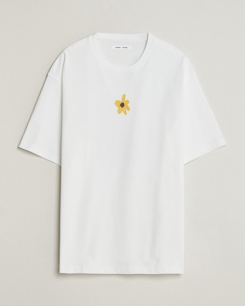 Samsøe Samsøe Giles Printed Crew Neck T-Shirt White Flowers – Wit