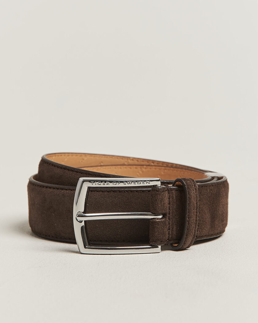 Tiger of Sweden Bergstroms Suede Belt Dark Brown – Bruin