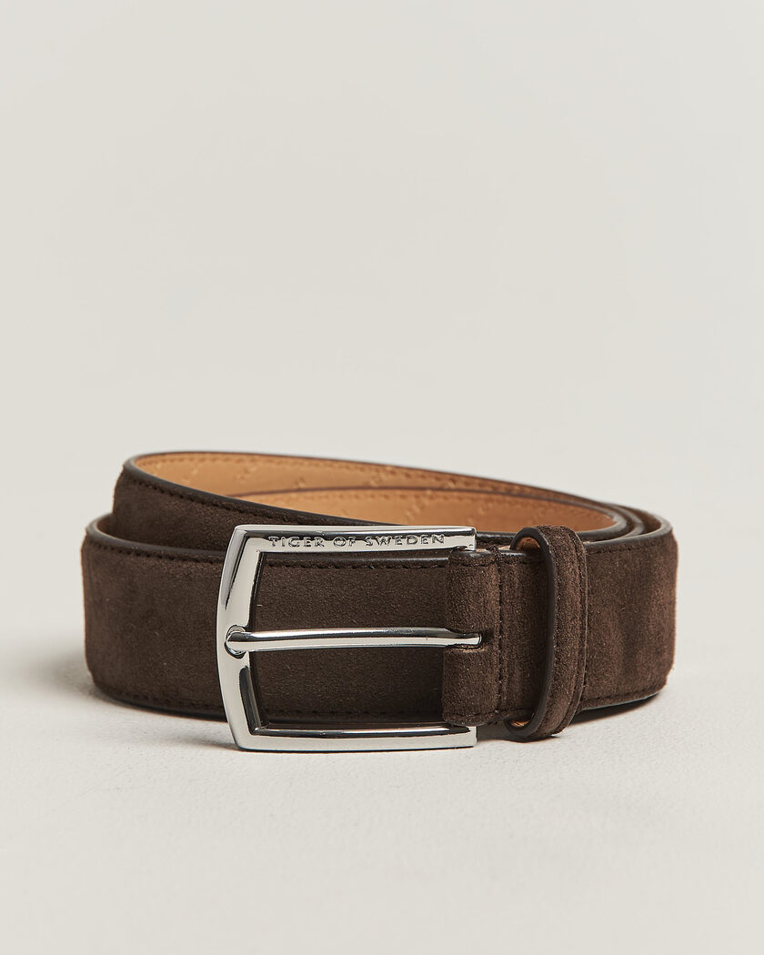 Tiger of Sweden Bergstroms Suede Belt Dark Brown – Bruin