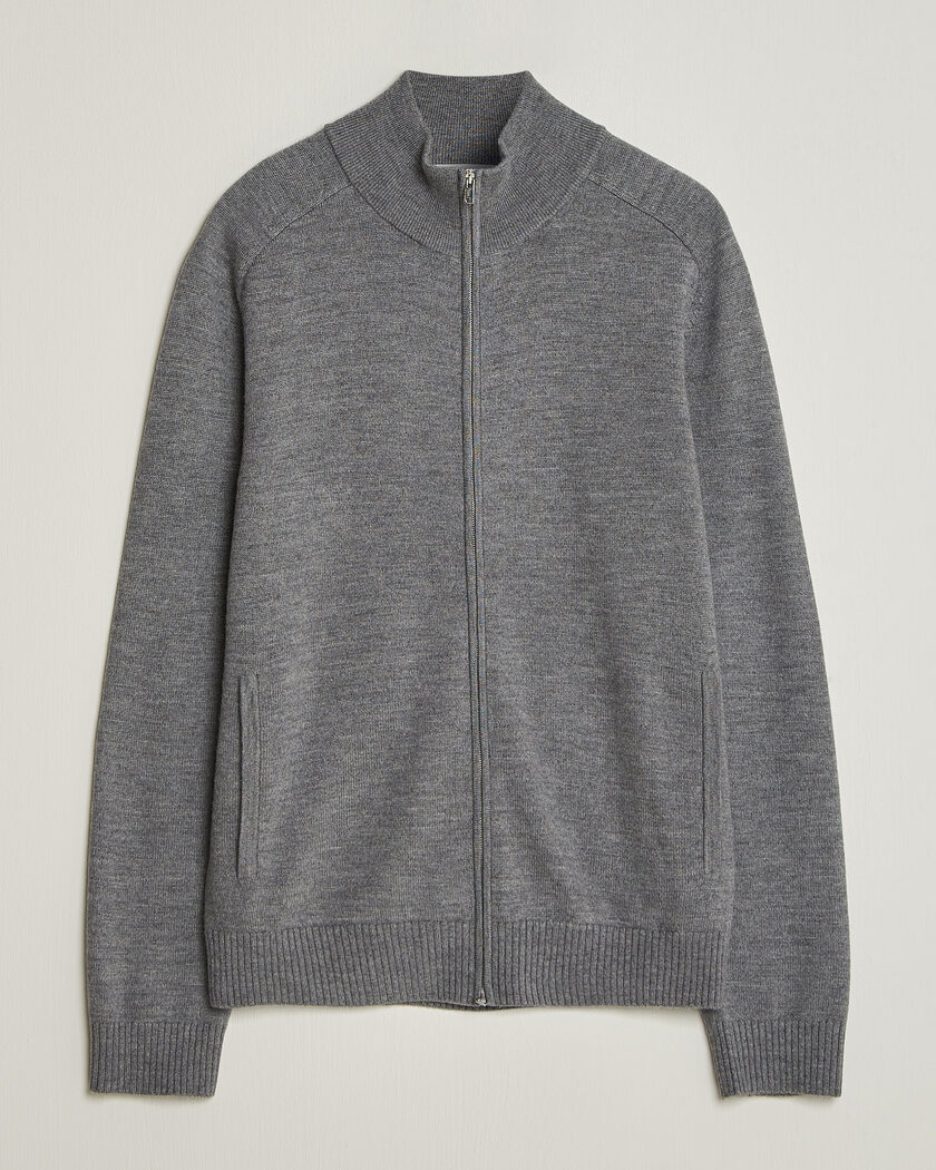 Tiger of Sweden Cassian Wool Full Zip Concrete Melange – Grijs