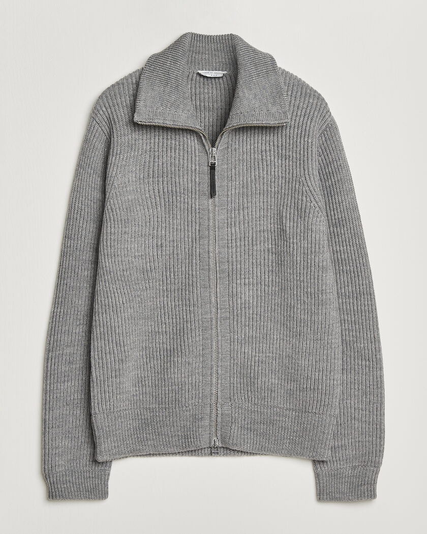 Tiger of Sweden Niall Wool Heavy Knitted Full Zip Grey Melange – Gris