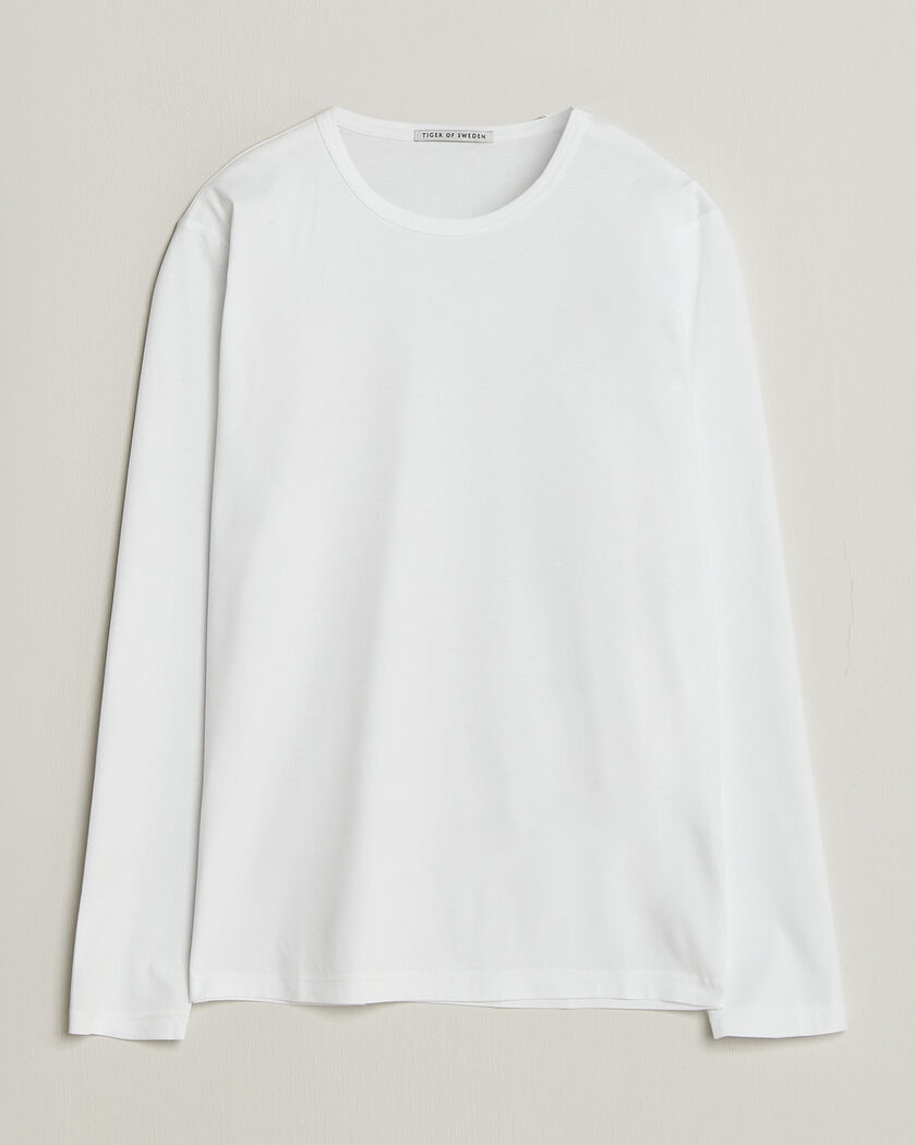 Tiger of Sweden Olaf Mercerized Cotton Long Sleeve T-Shirt Pure White – Wit
