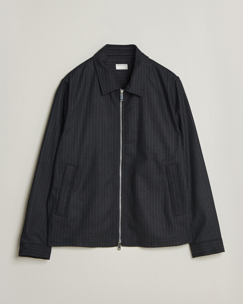 Tiger of Sweden Barnaby Wool Pinstriped Shirt Jacket Blue Function – Blauw