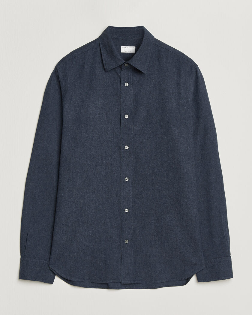 Tiger of Sweden Bjorn Brushed Cotton Shirt Steel Blue – Bleu