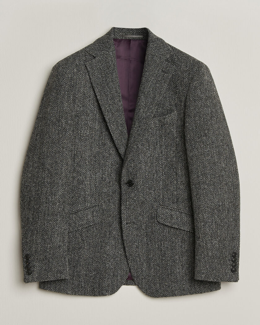 Walker Slater Edward Harris Tweed Herringbone Blazer Charcoal – Grijs