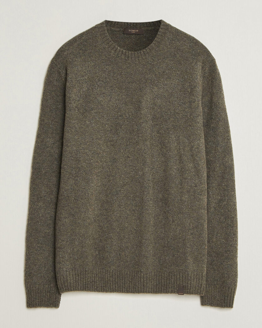 Zanone Wool Boucle Crew Neck Forest Green – Vert