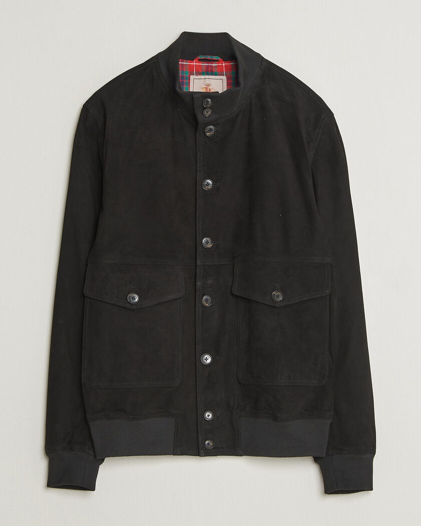 Baracuta Suede Blouson Jacket Black – Noir