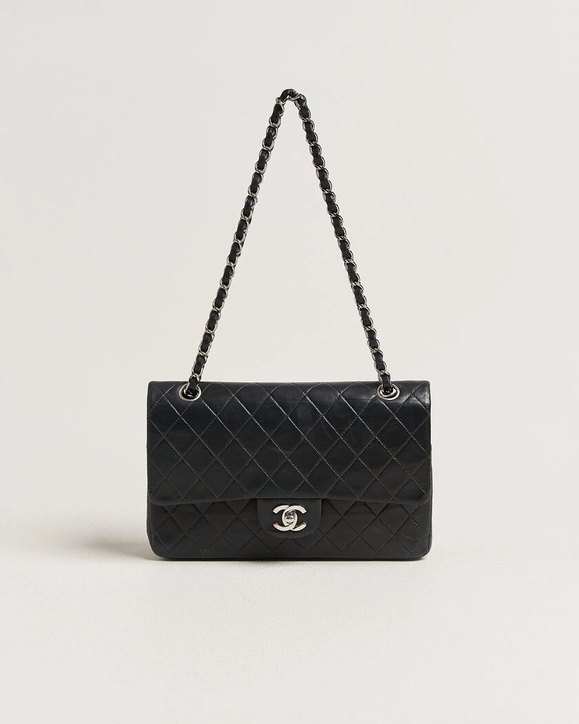 Chanel Pre-Owned Classic Medium Double Flap Bag Lambskin Black – Zwart