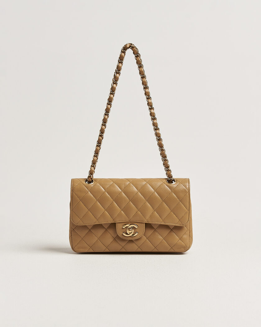 Chanel Pre-Owned Classic Small Double Flap Bag Caviar Leather Beige