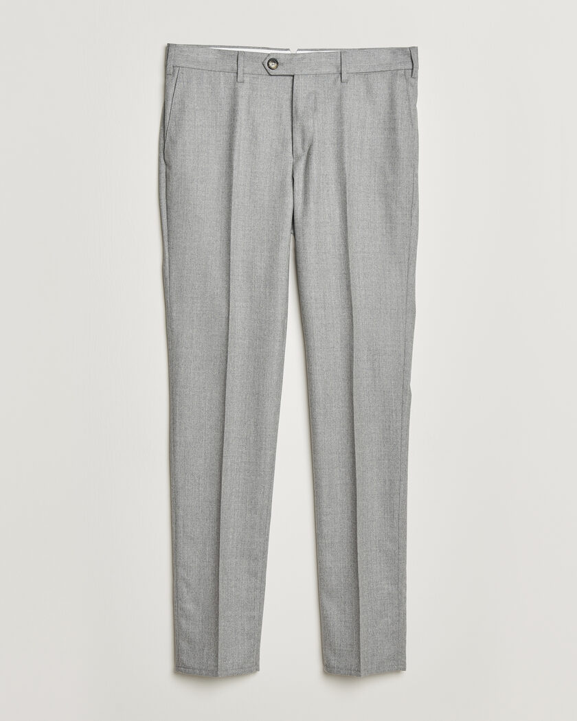 Brunello Cucinelli Slim Fit Flannel Trousers Light Grey – Gris