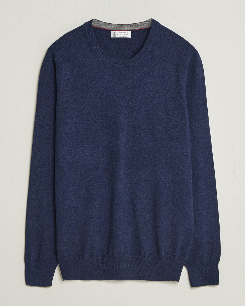 Brunello Cucinelli 2 Ply Cashmere Pullover Marine – Blauw