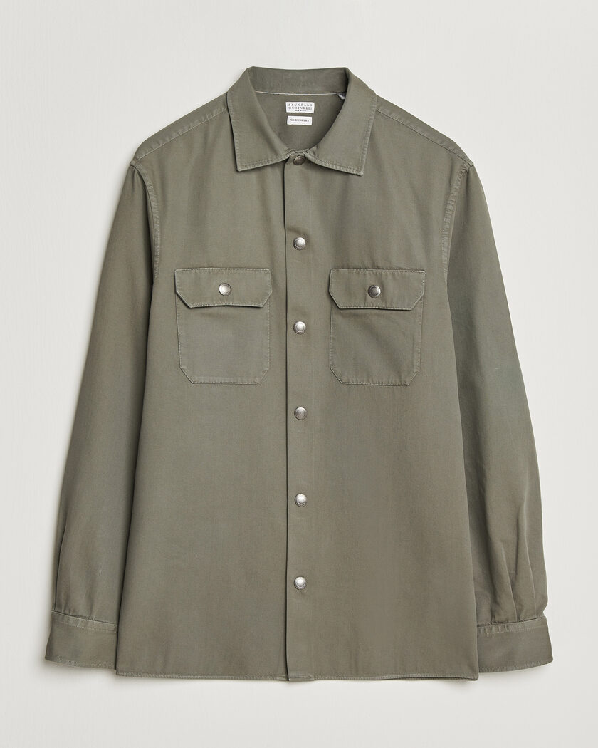 Brunello Cucinelli Twill Cotton Overshirt Olive – Groen