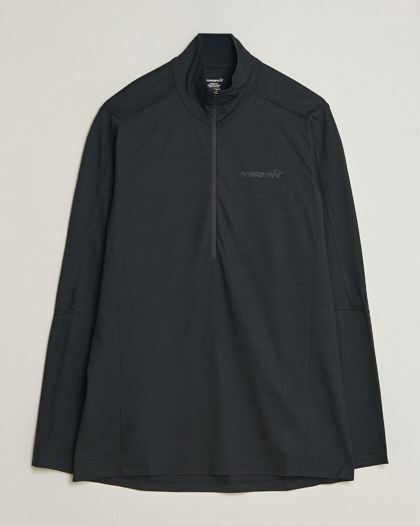 Norrøna Falketind Equalizer Wool Zip Neck Caviar Black – Zwart