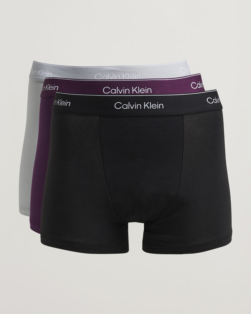 Calvin Klein 3-Pack Icon Cotton Stretch Relaxed Trunk Black/Grey/Purple – Meerkleurig