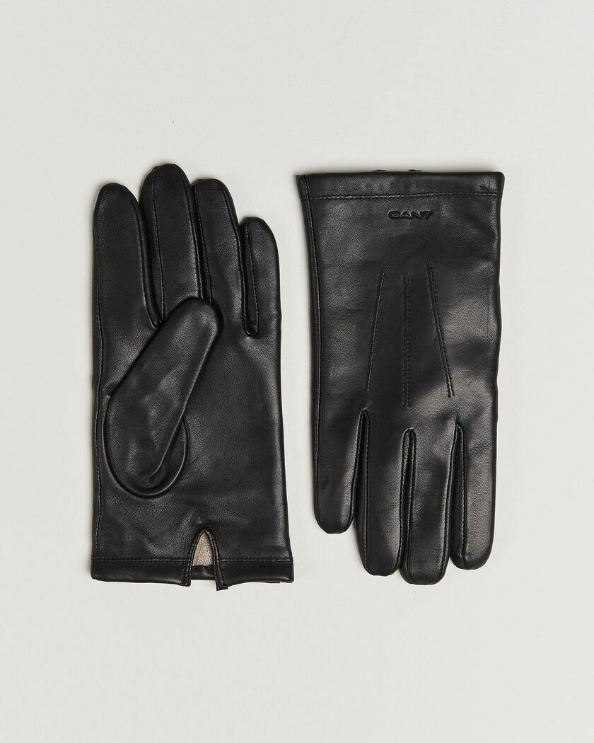 Gant Cashmere Lined Leather Glove Black – Zwart