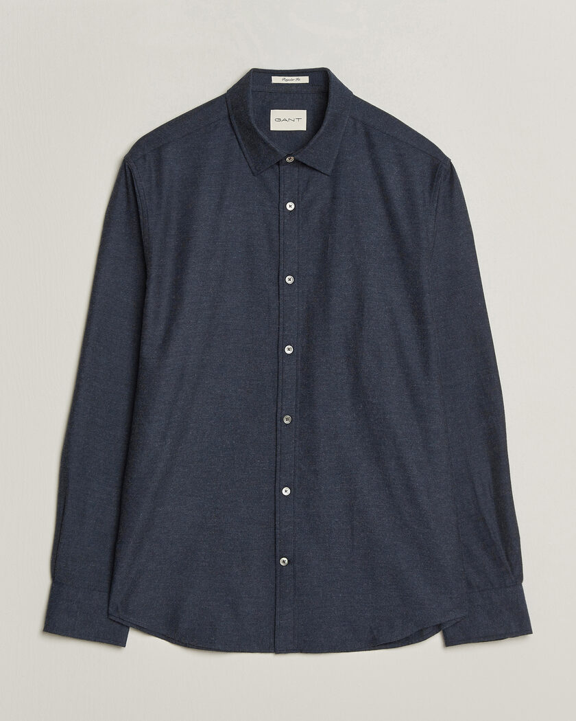 Gant Regular Fit Flannel Shirt Dark Navy Melange – Blauw