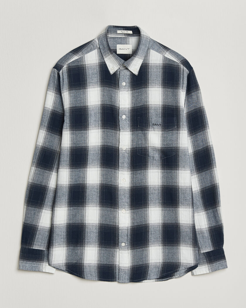 Gant Regular Fit Windblown Flannel Checked Shirt Evening Blue – Blauw