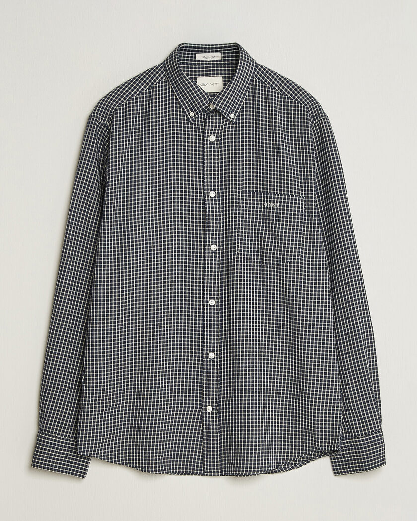 Gant Regular Fit Windblown Flannel Checked Shirt Evening Blue – Blauw