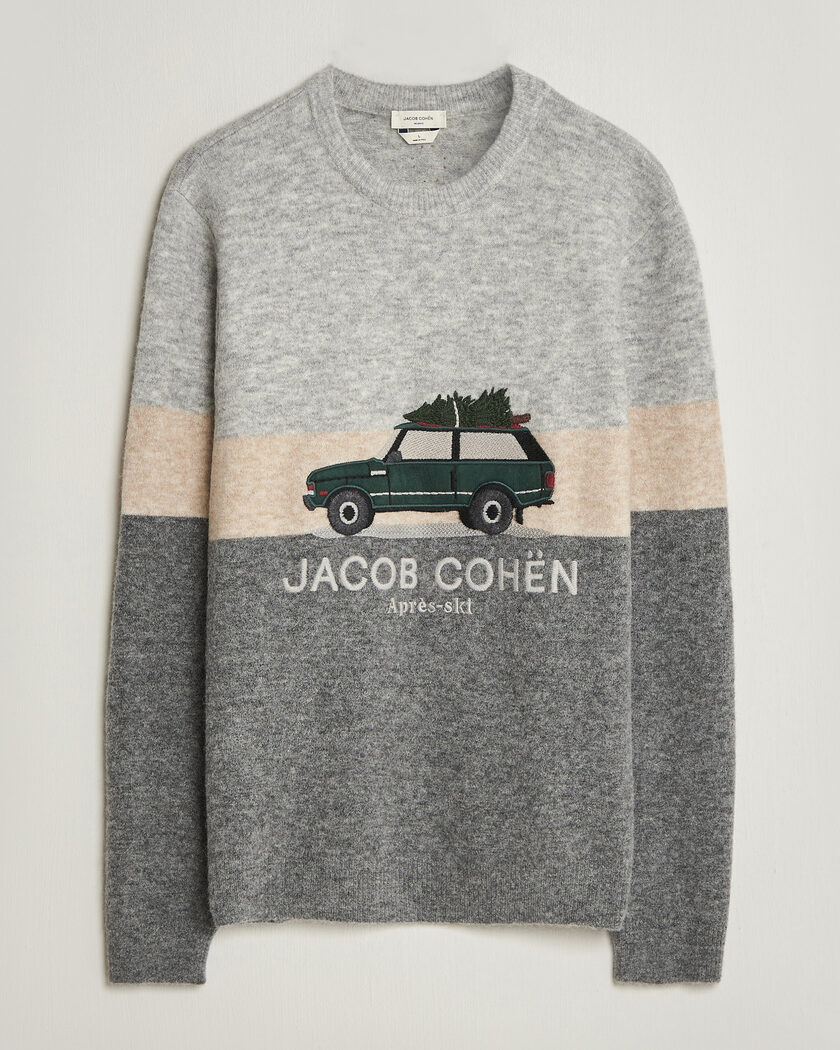 Jacob Cohën Embroidery Knitted Apres-Ski Crew Neck Grey – Gris