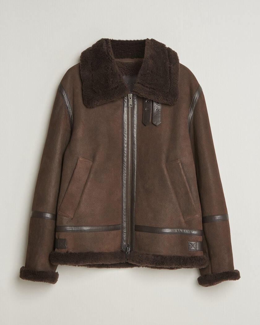 Gant Classic Shearling Jacket Black Brown – Marron