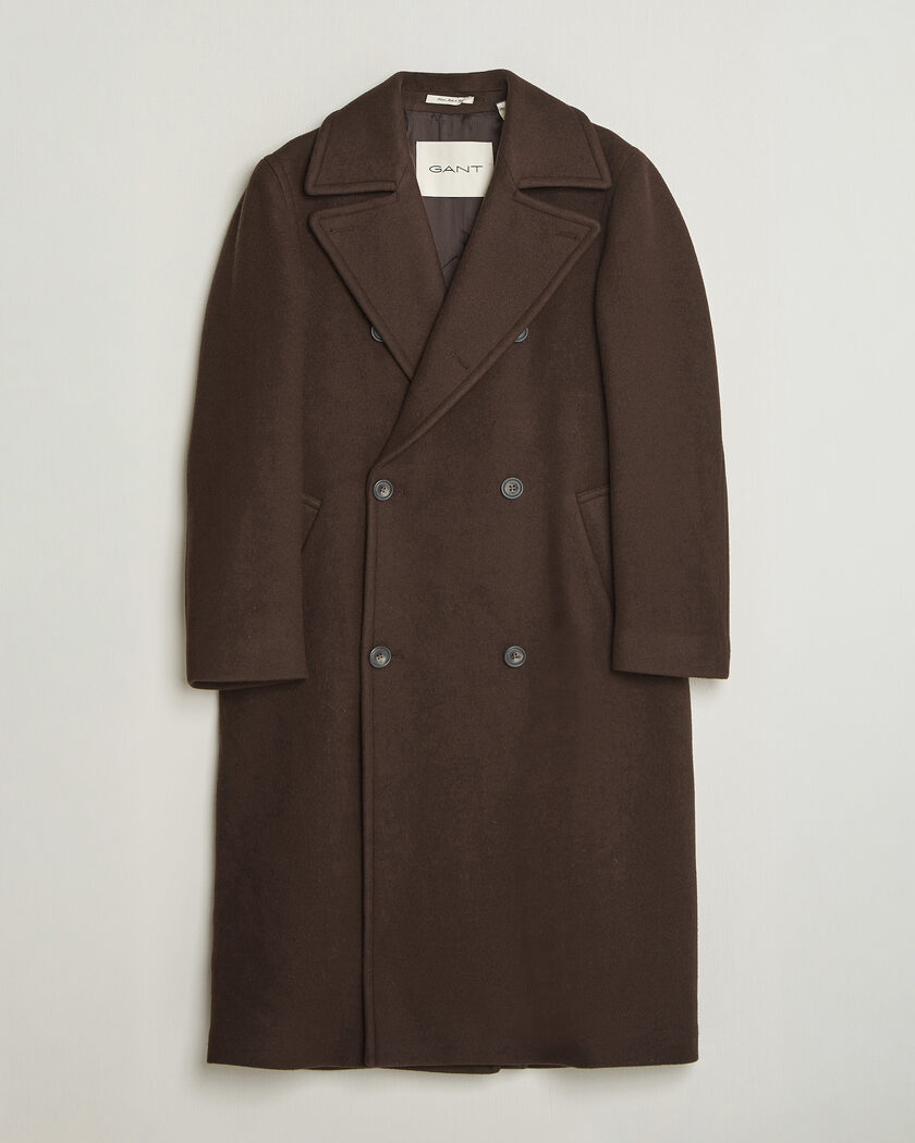 Gant Wool Double Breasted Belted Coat Black Brown – Bruin