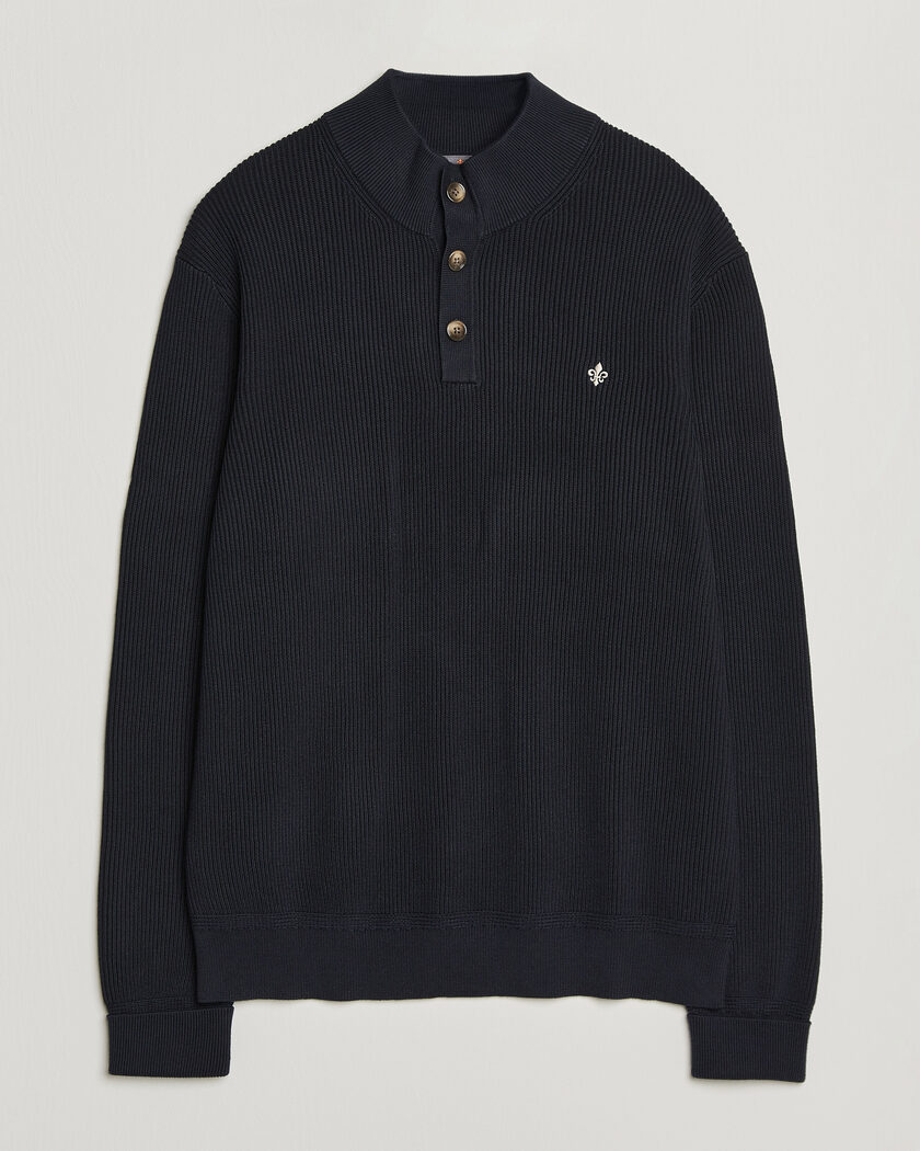 Morris Niall Half Button Sweater Old Blue – Blauw