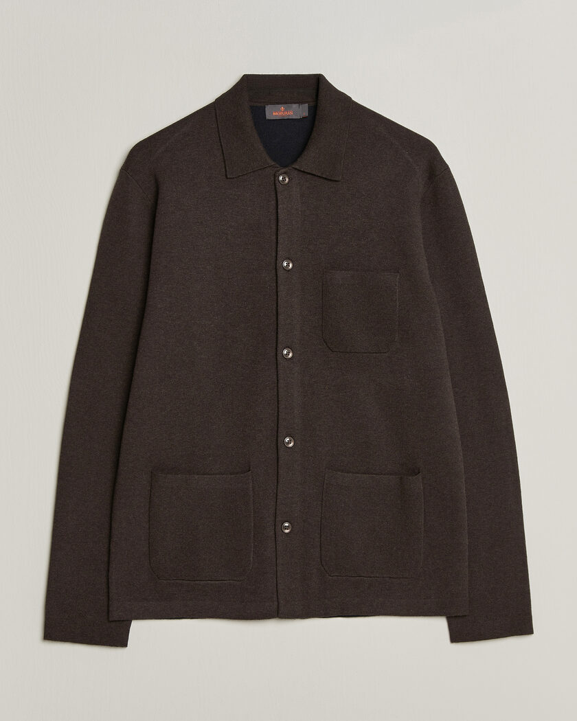 Morris Dudley Knitted Overshirt Brown – Bruin