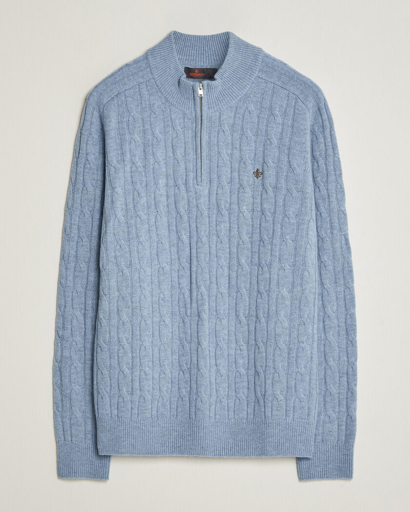 Morris Hertford Cable Half Zip Blue – Blauw
