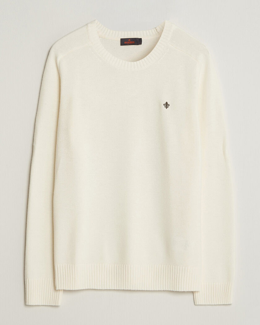 Morris Hertford Lambswool Crew Neck Off White – Wit