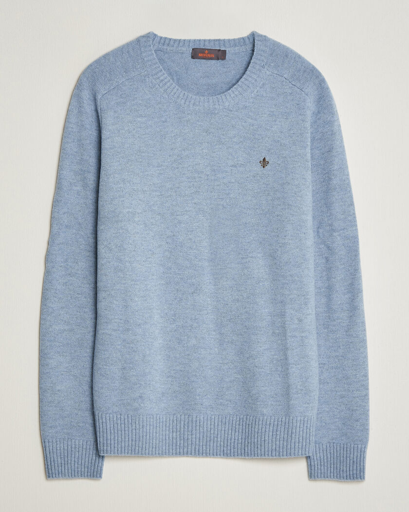 Morris Hertford Lambswool Crew Neck Blue – Bleu