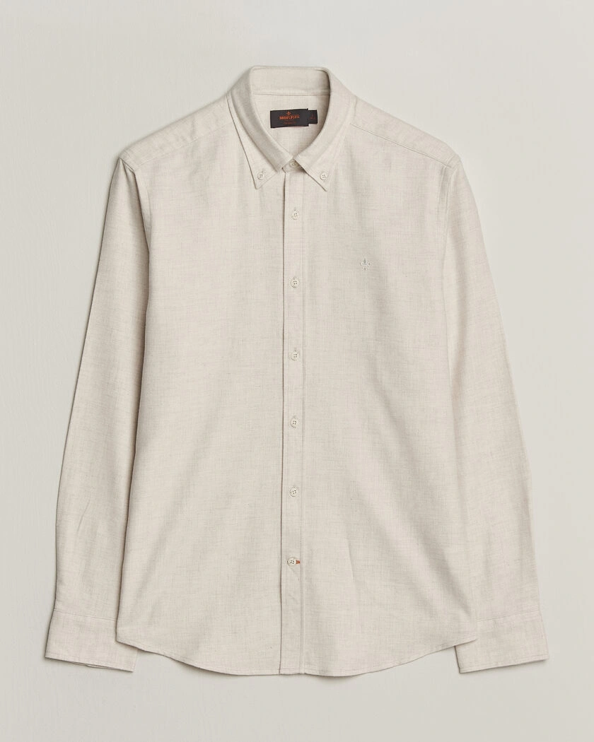Morris Flannel Herringbone Shirt Off White – Beige