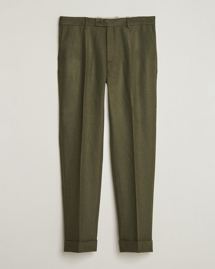Morris Flannel Suit Trousers Green – Vert