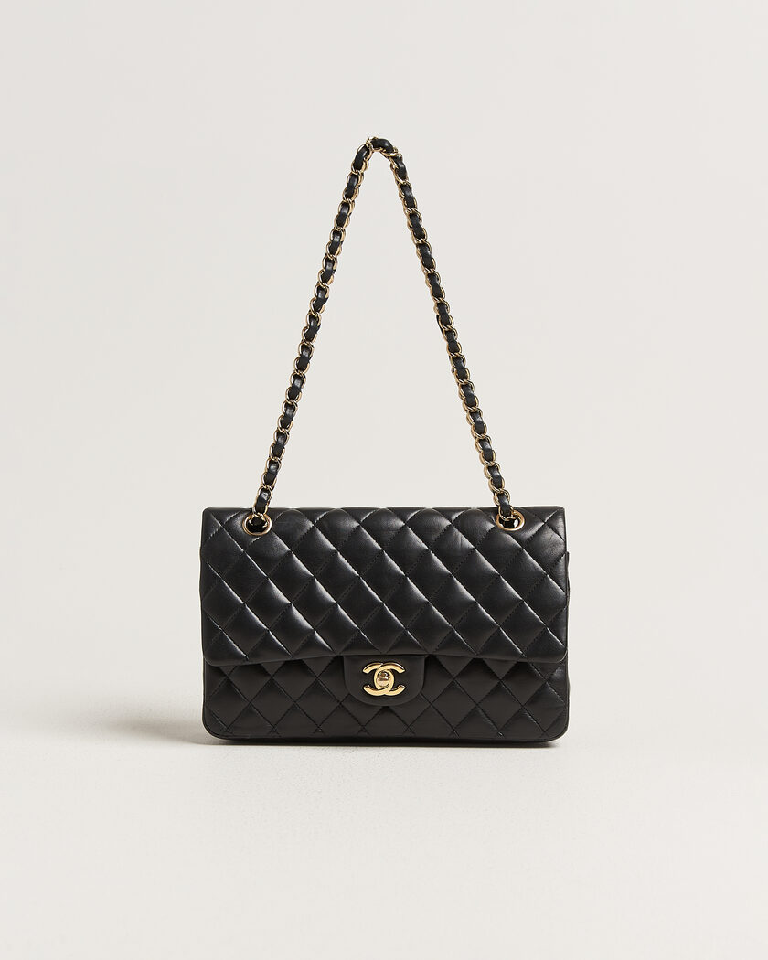 Chanel Pre-Owned Classic Medium Double Flap Bag Lambskin Black – Zwart