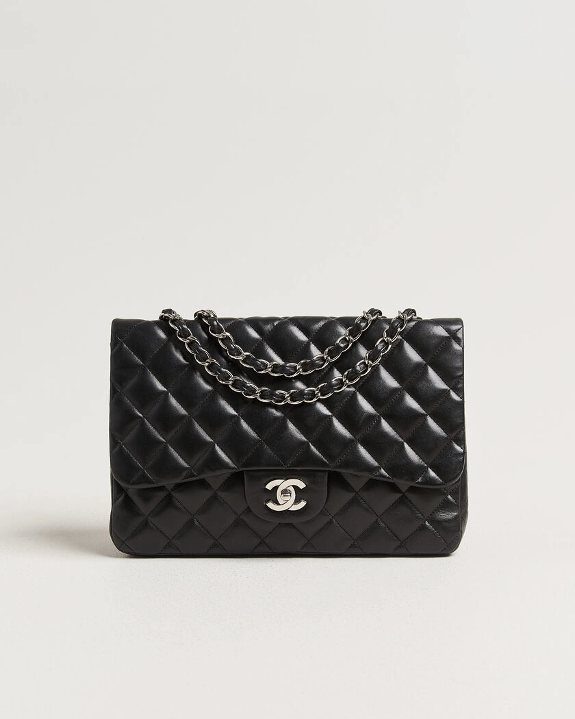 Chanel Pre-Owned Classic Jumbo Single Flap Bag Lambskin Black – Zwart