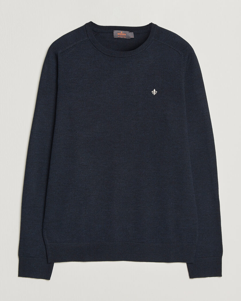 Morris Merino O-Neck Navy – Blauw