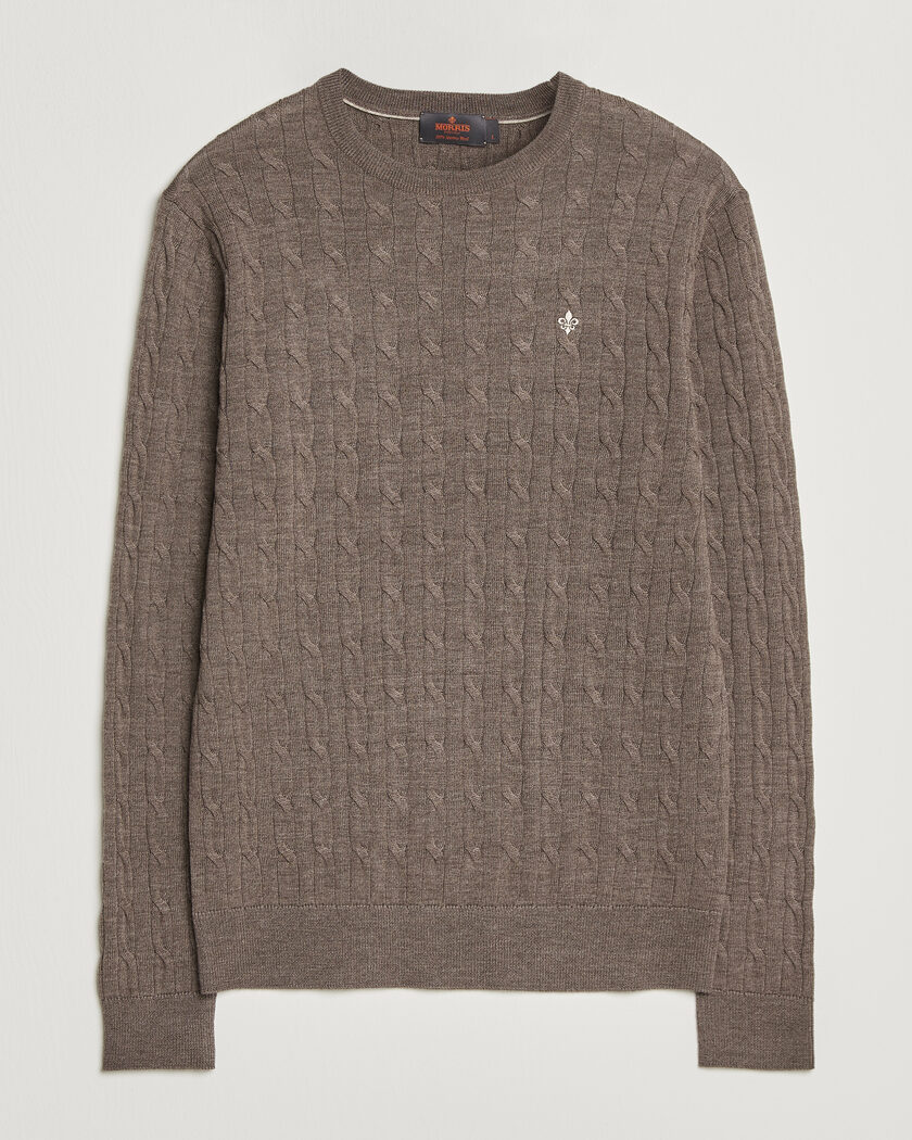 Morris Merino Cable O-Neck Brown – Marron