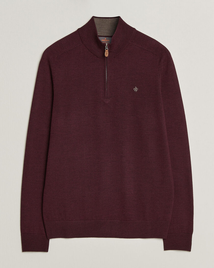 Morris John Merino Half Zip Wine Red – Rood