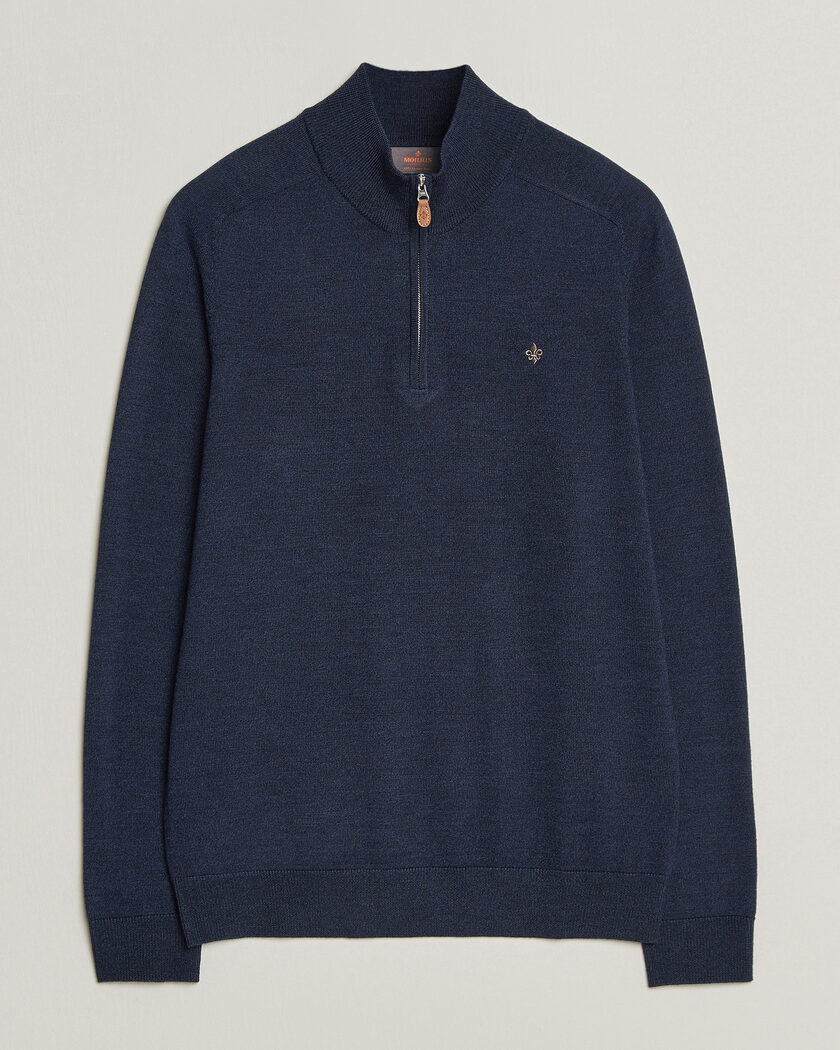Morris John Merino Half Zip Ocean Blue – Bleu