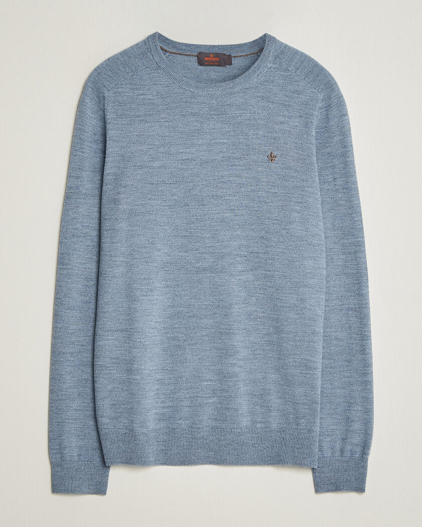 Morris Merino O-Neck Light Blue – Blauw