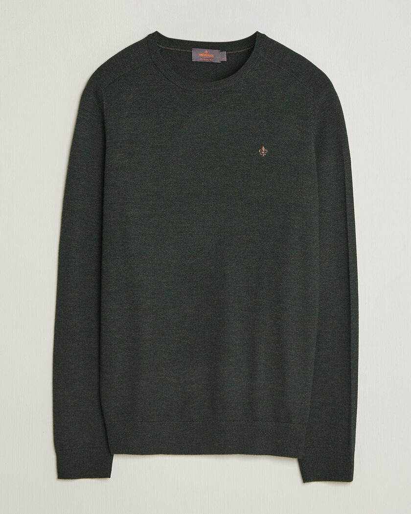 Morris Merino O-Neck Olive – Groen