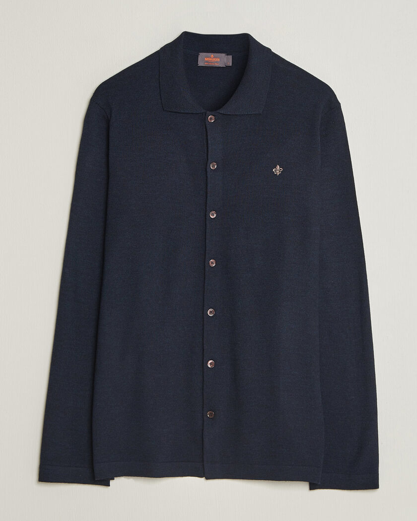 Morris Merino Shirt Cardigan Navy – Bleu