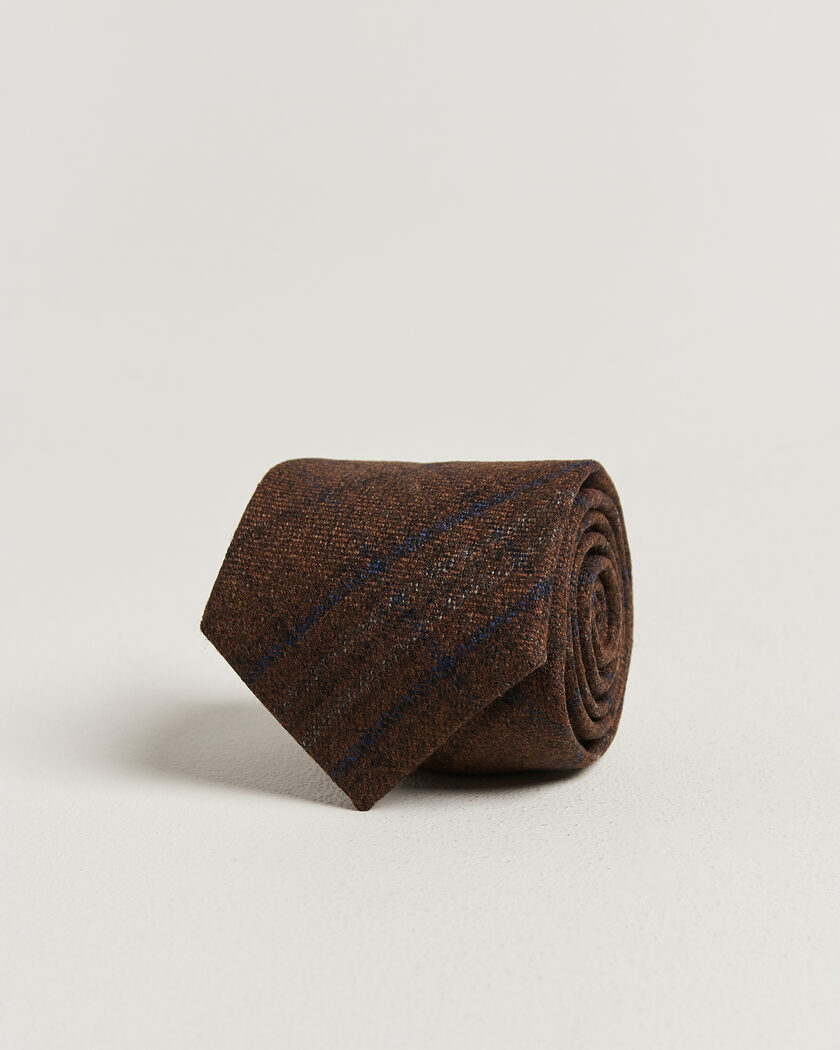 Amanda Christensen Wool Checked 8cm Tie Rust – Marron